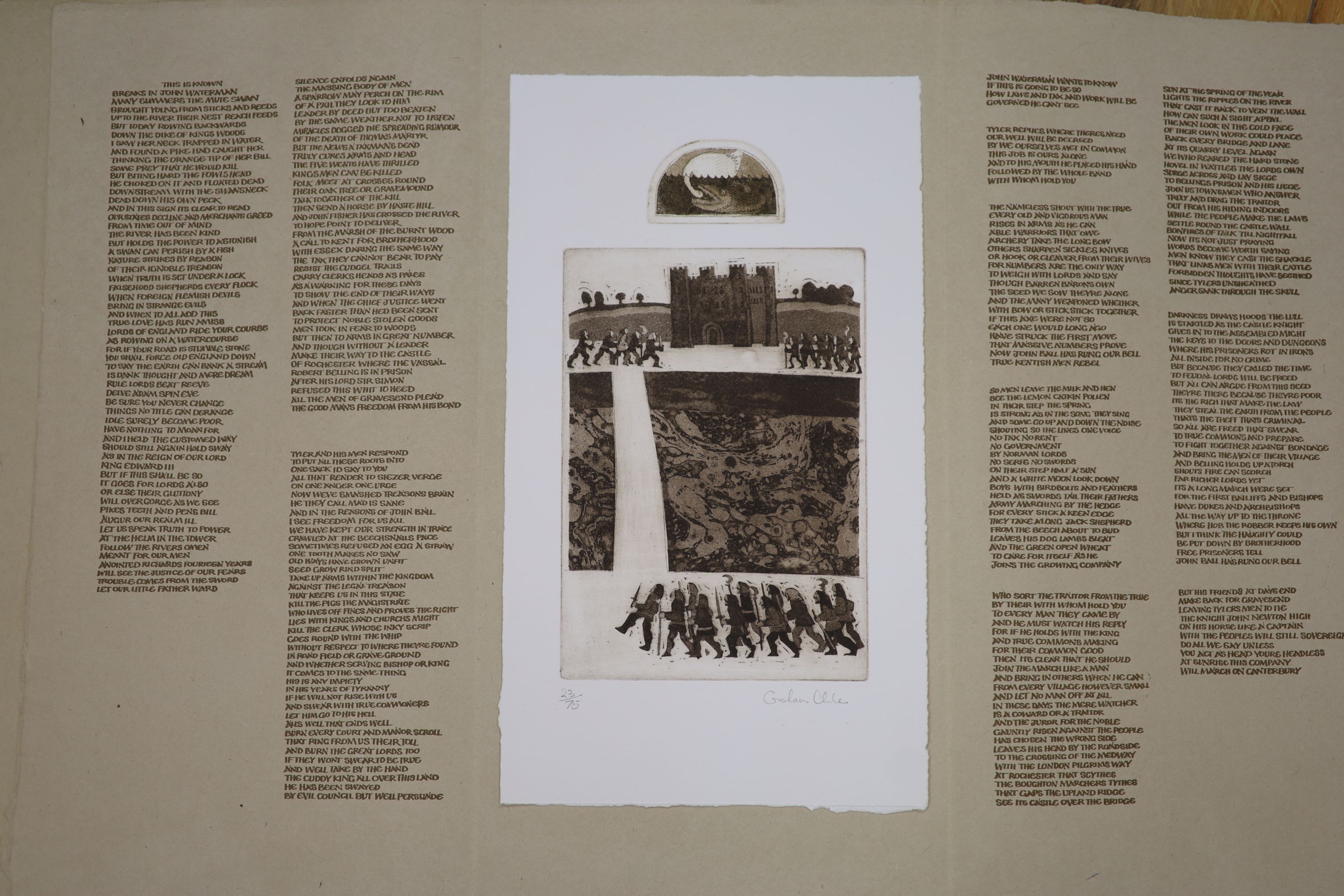 Graham Clarke, limited edition folio, 'Vision of Wat Tyler', 23/75, overall 61 x 30cm